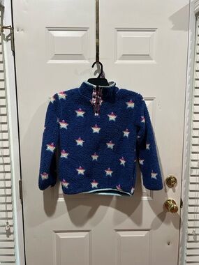 Girls crown & ivy Navy Sherpa Pullover with Multicolor Stars